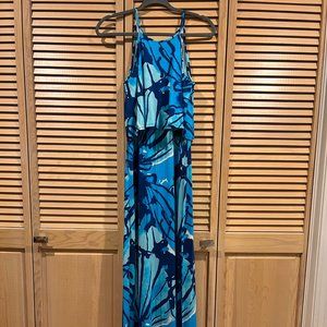 Lilly Pulitzer Levine Maxi in Sparkling Blue Get Inky, size XS, LIKE NEW